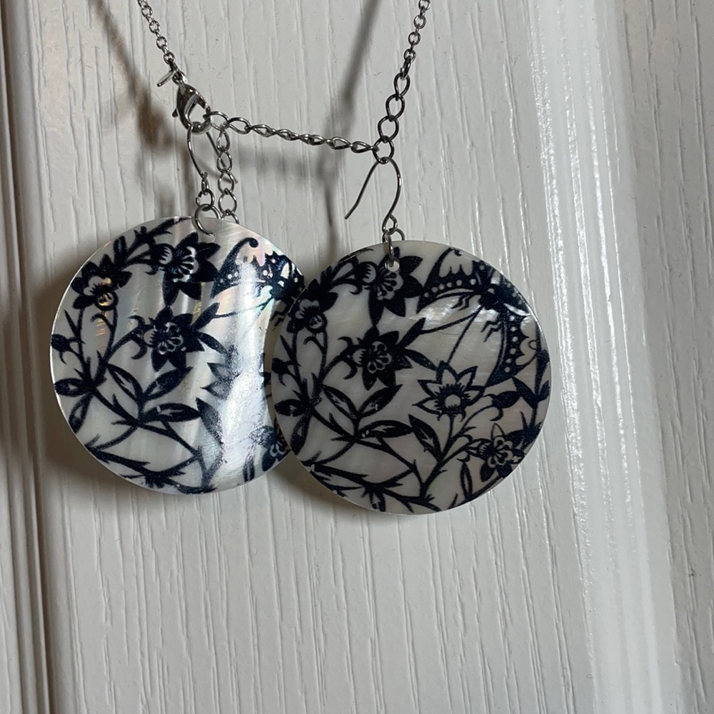Black and white circle earrings.